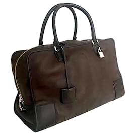 Loewe-Bi-colored leather travel bag-Brown