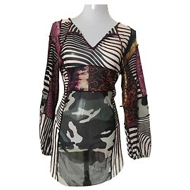 Jean Paul Gaultier Cyber Dot Patchwork Mesh Tunic Blouse Multiple colors