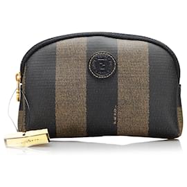 Fendi-Fendi Brown Pequin Pouch-Brown