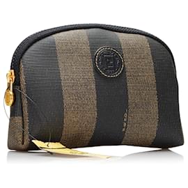 Fendi-Fendi Brown Pequin Pouch-Brown