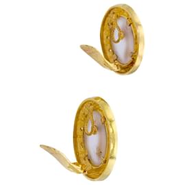 Autre Marque-Vintage Lalaounis earrings, "The Shield of Achilles", yellow gold, rock crystal.-Other
