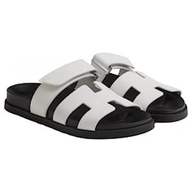 Hermès-Sandals-Black,White