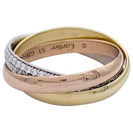 Cartier-Cartier ring, "Trinity", 3 golds, diamants.-Other