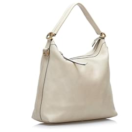 Gucci-Gucci White Miss GG Leather Satchel-White