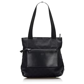 Gucci-Gucci Black GG Canvas Handbag-Nero