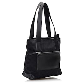 Gucci-Gucci Black GG Canvas Handbag-Nero