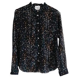 Forte Forte Forte_Forte Batik-Crinkle-Baumwollhemd Braun Grün Pflaume
