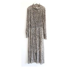 Isabel Marant Etoile Robe longue imprimée Daloa Noir Écru