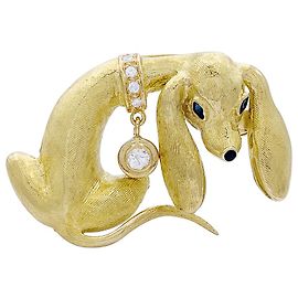 inconnue Broche vintage "Teckel", or jaune, diamants. Autre