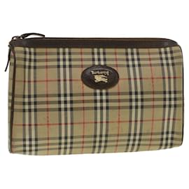 Autre Marque-Burberrys Nova Check Clutch Bag Nylon Beige Auth ki2753-Beige