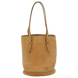 Louis Vuitton-LOUIS VUITTON Nomad Leather Bucket PM Shoulder Bag Beige M85001 LV Auth 37608-Beige