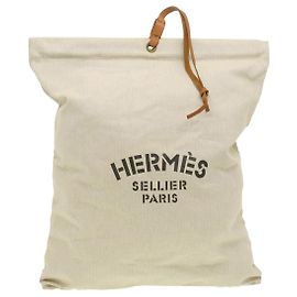 Hermès Aline 2 Bolsa de algodón 100% Loneta Beige Auth kk161 Beige