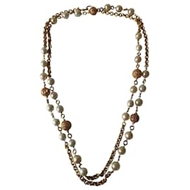 Chanel-Long necklaces-White,Gold hardware