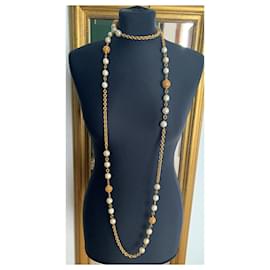 Chanel-Long necklaces-White,Gold hardware