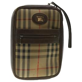 Autre Marque-Burberrys Nova Check Clutch Bag Nylon Beige Auth ti943-Beige