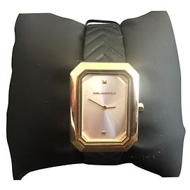 Karl Lagerfeld Only Time Armbanduhr Leder Schwarz Schwarz