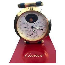 Relógio/relógio de mesa da Cartier, Pasha modelo Dourado