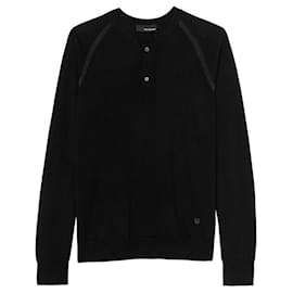 The Kooples-The Kooples male henley knitwear-Black