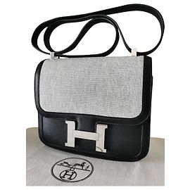HERMÈS Edición Limitada Constanza 24 Bi-material Negro Beige