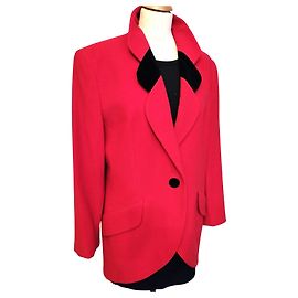 Karl Lagerfeld LAGERFELD VESTE COUTURE LAINE & CACHEMIRE 3/4 REDINGOTE T 42/44 Red