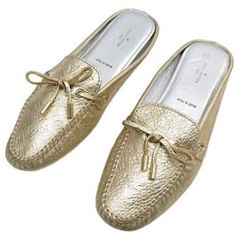 Louis Vuitton-NEW LOUIS VUITTON GLORIA SHOES 1a2MONOGRAM LEATHER VTJ 39 MULES SHOES-Golden