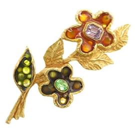 VINTAGE CHRISTIAN LACROIX BLUMENBROSCHE SET MIT STEINEN BLUMENBROSCHE Golden