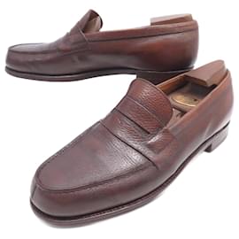 JM Weston-JM WESTON SHOES 180 Church´s Loafers 6.5b 40.5 FINE BROWN LEATHER + SHOES-Brown