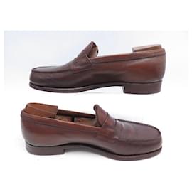 JM Weston-JM WESTON SHOES 180 Church´s Loafers 6.5b 40.5 FINE BROWN LEATHER + SHOES-Brown