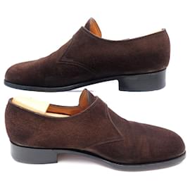 JM Weston-JM WESTON MOCCASIN SHOES WITH FLORA BUCKLE 531 9.5D 43.5 BROWN LOAFERS-Brown