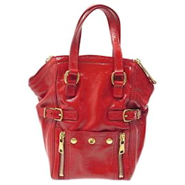 NEUF SAC A MAIN YVES SAINT LAURENT MINI DOWNTOWN CUIR VERNIS ROUGE HANDBAG Rouge