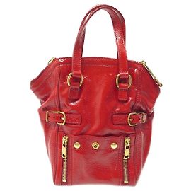 NEW YVES SAINT LAURENT MINI DOWNTOWN BOLSO DE MANO CHAROL ROJO Roja
