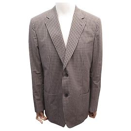 Hermès HERMES CHECK JACKET G19 T 54 L G19506 COTTON AND WOOL TAUPE JACKET Taupe