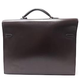 Hermès-HERMES KELLY DEPECHES BAG 38 LEATHER BOX BROWN BRIEFCASE SELLIER BRIEFCASE-Brown
