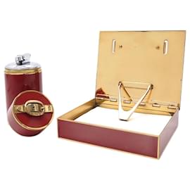 Hermès VINTAGE TABLE LIGHTER HERMES BOX LACQUER BOUCLE RAVINET D'ENFERT BOX LIGHTER Dark red