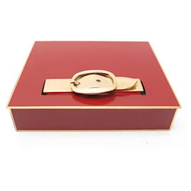 Hermès-VINTAGE TABLE LIGHTER HERMES BOX LACQUER BOUCLE RAVINET D'ENFERT BOX LIGHTER-Dark red