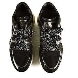 Fendi-Fendi Sheer Panels Chunky Negro Zapatillas Malla, cuero, Talla de zapatillas de goma y PVC 38-Negro