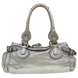 Chloé-Chloe Paddington Hand Bag Leather Silver 01-06-53 auth 37625-Silvery