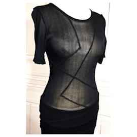 Karl Lagerfeld-LAGERFELD TOP TUNIQUE PULL LIGHT  TRENDY GRAPHIQUE MAILLE  T 34/36/38-Noir