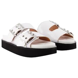 Ganni-Wide Welt Chunky Sandals - Ganni - Egret - Leather-White