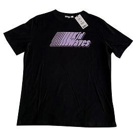 Camiseta Carven preta com padrão roxo de algodão M Preto Roxo