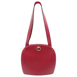 Céline-Celine Dome Shoulder Bag in Red Leather -Red