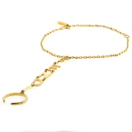 Fendi-Bracelet chaîne avec anneau logo-Doré