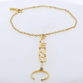 Fendi-Chain Bracelet with Logo Ring-Golden