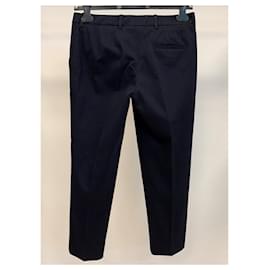 Miu Miu-Textured cotton trousers-Navy blue