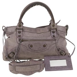 BALENCIAGA Le premier sac à main en cuir 2façon Purple Auth yk6099 Violet