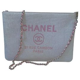 Chanel Deauville Large Clutch Bag Pink Pink