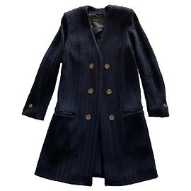 Isabel Marant Navy Blue Chevron Cotton Coat Navy blue