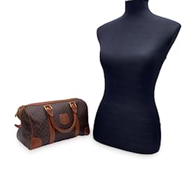 Céline-Vintage Brown Macadam Canvas Handbag Boston Bag-Brown