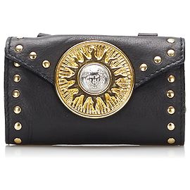 Versace Schwarze Mini Medusa Sunburst Gürteltasche Schwarz