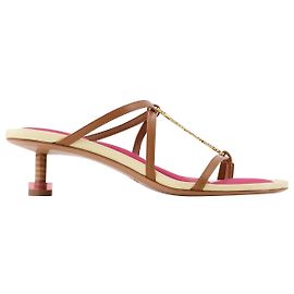 Les Sandales Baixos Pralu Slides - Jacquemus - Marrom Claro - Couro Marrom